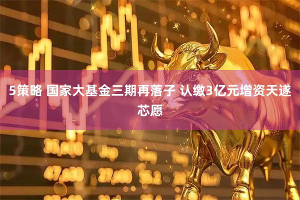 5策略 国家大基金三期再落子 认缴3亿元增资天遂芯愿